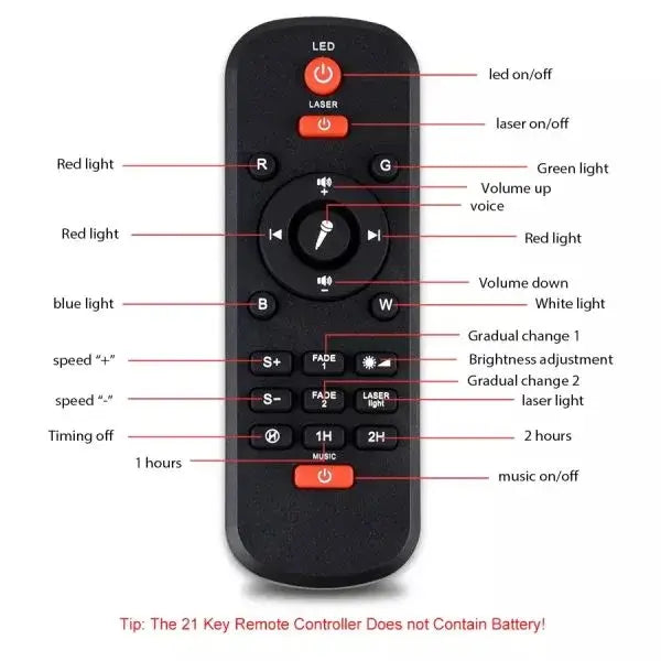Galaxy Projector Lamp With Music Bluetooth Speaker, Adjustable Brightness And 21 Lighting Modes