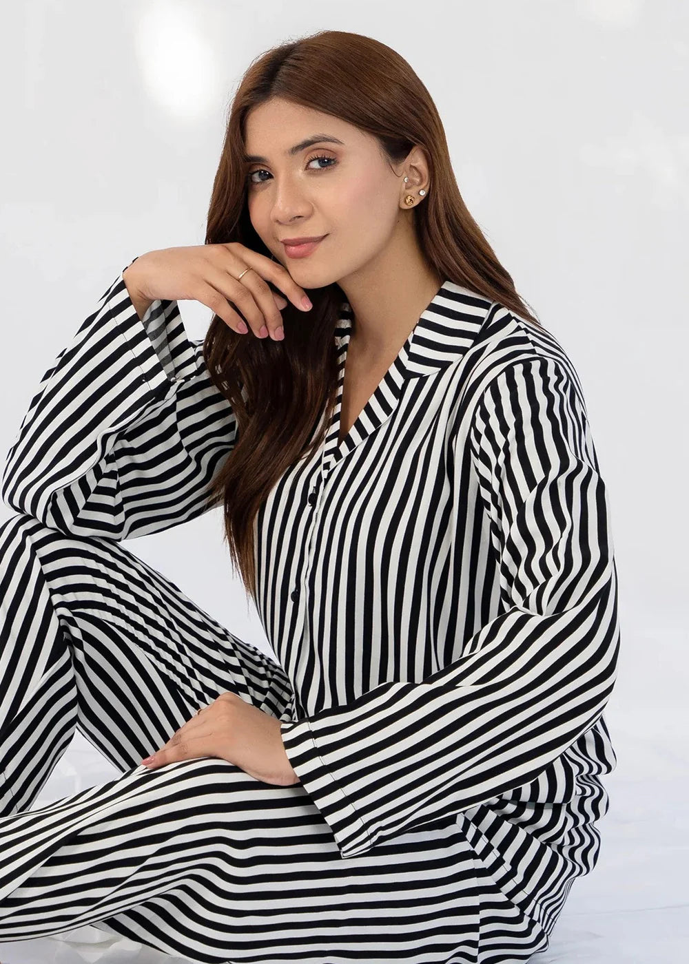 Printed Silk Night Suit