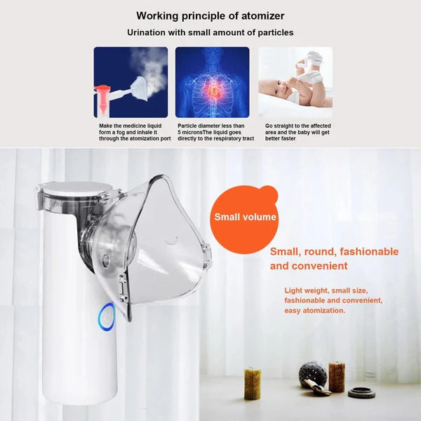 Portable Mesh Nebulizer Machine JSL-W302 with Masks & Mini Inhaler for Kids & Adults
