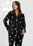 Black Silk  doted Night Suit