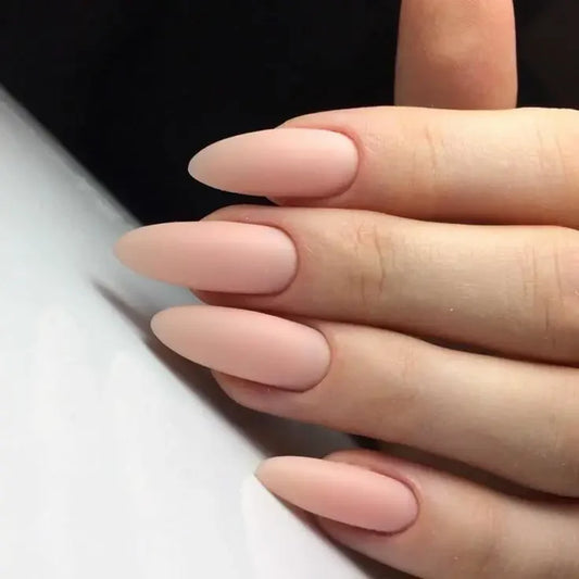 Matte Peach Almond Shape Nails