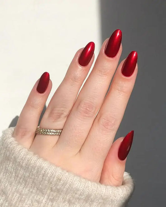 Mirror Red Hot nails Metallic